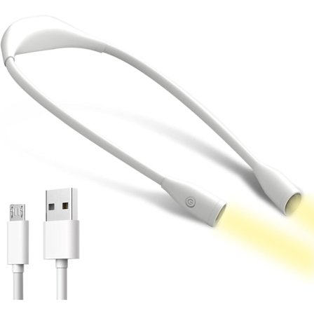 Halslæsningslampe Boglæsningslampe LED Genopladelig Arbejdslampe 3 Farve Justerbar Arm Halslampe til Læsning, Strikning, USB-ledning Inkluderet