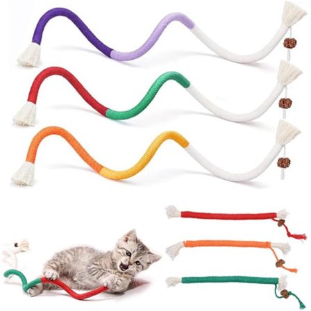 6-delt kattetøjs tyggetov - 20 cm/70 cm - Tilfældig farve