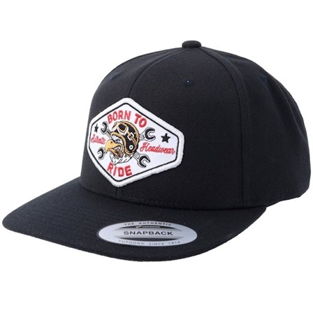 Born To Ride - Sort snapback Kasket - Eagle Biker White Patch Black Snapback @ Hatstore