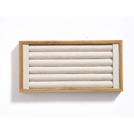 Bambus Ring Display Holder Smykke Oppbevaring Skuff Organizer Ring Stativ For Visning (Beige)