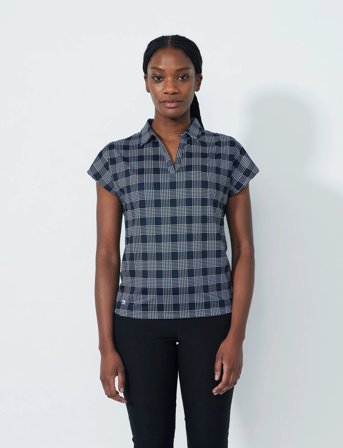 Daily Sports Checked Cap S Polo Shirt - Navy - XXL