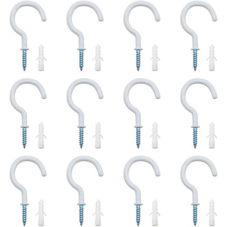 12 st Trä Skruvkrok Tak Väggkrok Skruvkrok Vit Vinyl