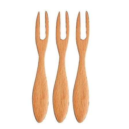 Bred Fruktgaffel Kreativ Multifunksjonell Tre Pastry Cake Gaffel Dessertgaffel (3 stk)