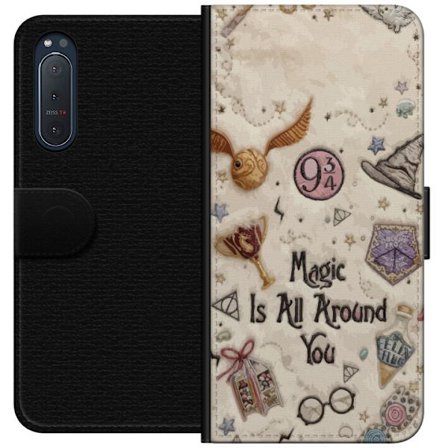 Yhteensopiva Lompakkokotelo Sony Sony Xperia 5 II Kirjailtu taianomainen kuvaus, jossa on symboleja, lainauksia ja satumaailmaa, joka on inspiroitunut
