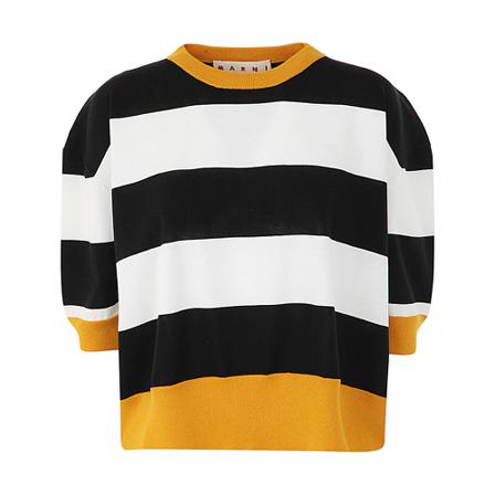 Marni Striped Roundneck Sweater Sort, Dame