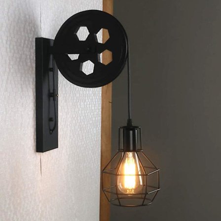 Industriell Vintage Talje Vegglampe Innendørs Lysarmatur (1-pakning - svart)