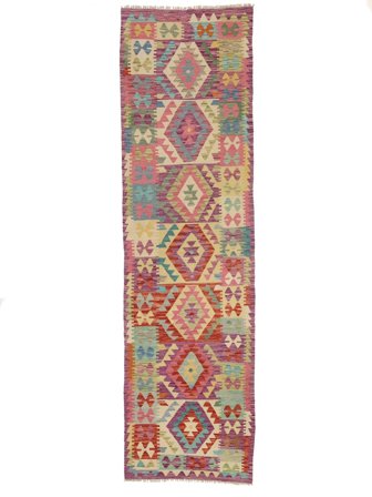 Oriental Kilim Afghan Old Style Rug 84X293 Runner Dark Red/Brown Wool, Afghanistan