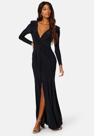 Goddiva Long Sleeve Maxi Dress Black Klær