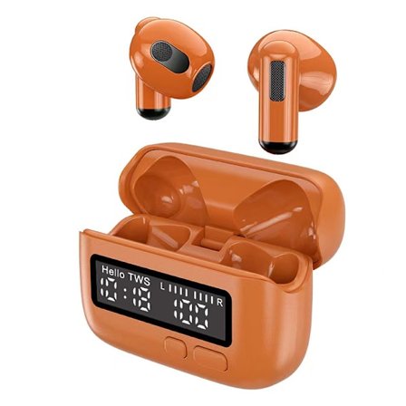 Bærbart Trådløst Bluetooth Headset, Digital Klokke (Oransje)