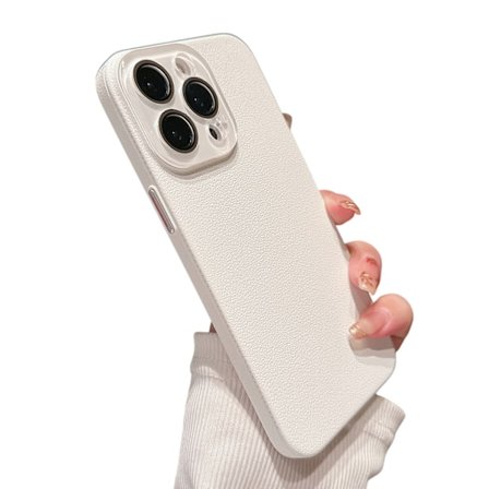 iPhone 15 Skal - Vit lädertextur