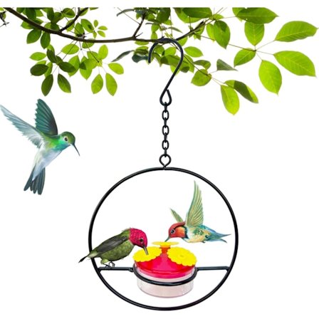 Kolibri Foderautomat, Fuglefodere til Udendørs, Hængende Kolibri Foderautomat, Patio Udendørs Gaver til Fugleelskere (Cirkel)