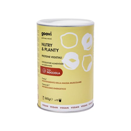 Goovi Integratori Alimentari Proteine vegetali - nocciola NUTRY & PLANTY 260g - Integratore Muscoli e Articolazioni
