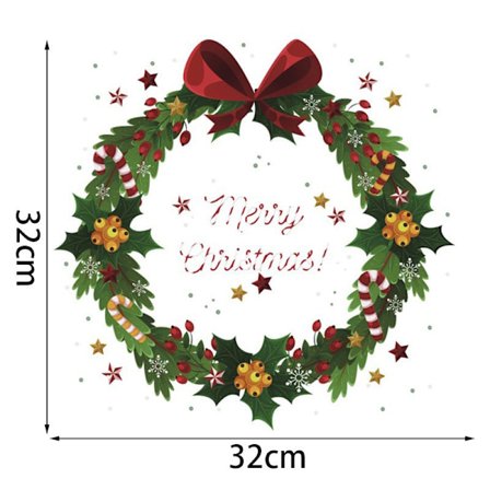2-pack Jul Fönsterdekal Krans Jultomte Väggdekal God Jul Klistermärke Sovrum