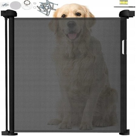 /Hc/Sikkerhedsgitter / Hundegitter / Rullegardinsgitter – 86x154cm Sort