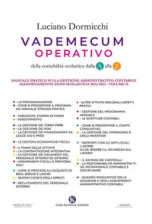 Vademecum operativo della contabilità scolastica dalla A alla Z Luciano Dormicchi