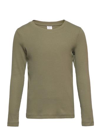 Top L S Basic Rib T-shirts Long-sleeved T-shirts Vihreä Lindex