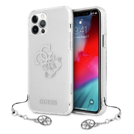 Guess GUHCP12LKS4GSI iPhone 12 Pro Max 6.7" läpinäkyvä kovakotelo 4G Silver Charms kokoelma