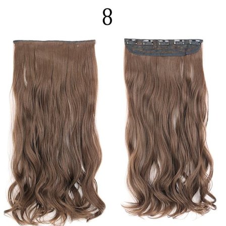 Lång rak frisyr 5 klipp naturligt hårförlängning Syntetfiber Värmebeständigt hårstycke 22"32" Svart Brun Blond