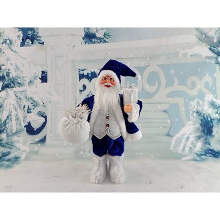 12 tum jultomtefigur, docka, jultomte för bordsdekorationer, fönsterdekoration, öppen spis, njutbar festivalpresent - blå