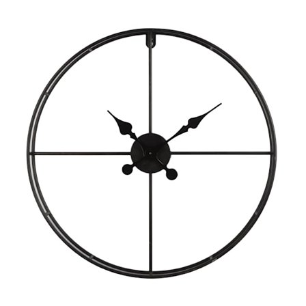 Sort metal vægur, 60x60 cm, industrielt design