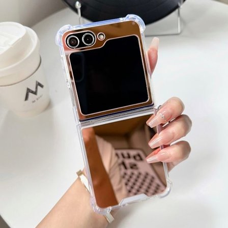 Samsung Z Flip 7 telefondeksel, beskyttende speildeksel (Rose Gold)