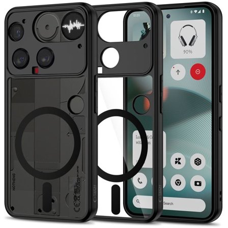 Tech-Protect MagMat MagSafe-etui for Nothing Phone 3 - svart og gjennomsiktig