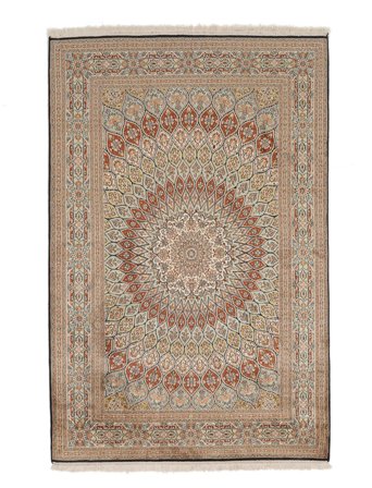 Kashmir Pure Silk Rug 125X191 Brown/Orange Silk, India