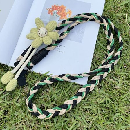 Ny axelrem med långt rep, hamprep, mobiltelefon med långt rep, blomma crossbody, trendig vävning, hängande kedja, hängande rep, bakre klämma