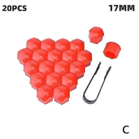 20 stk./lot 17 mm/19/21 mm Bilhjul Møtrik Hætter Abs Auto Trim Dæk Hjul Møtrik Dæksel Skrue Bolt Beskyttelsesdæksler Skruebeskytter rød17mmaespa