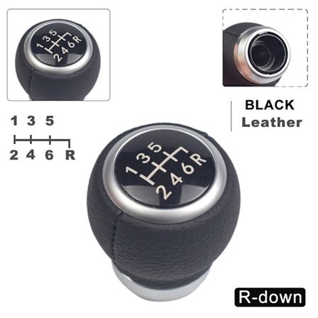 Växelspaksknopp i mockaläder för SUBARU LEGACY OUTBACK FORESTER IMPREZA STI WRX Växelspakstillbehör - Läder - Svart - Ner - R6