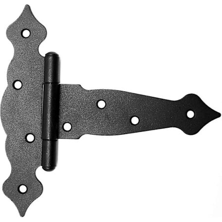 2 stk. smedede hængsler, dekoration, sort zink T-hængsel, trædørhængsler, havehegn, poolhegn