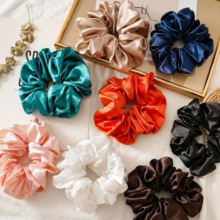 3Pcs Oversize Women Satin Scrunchie Elastic Hairbands Girls Hair Rope Ring Band US