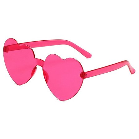 2 stk Hjerteformede Klare Solbriller Rimless Retro Hippie Stil 70-talls Festkostyme Tilbehør, Rosa