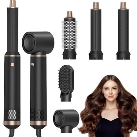 5-i-1 Air Styler / Varmluftsbørste / Hårstyler med Ionfunktion – Hårtørrer, Krøllejern, Volumebørste & Glattebørste i Ét_TF_TF
