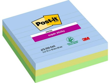 POST-IT Notes Supersticky Oasis Collection 101x101mm 3/fp - Lyreco - Kontorsmaterial - Notes och Post-It - Notes - Extra sticky