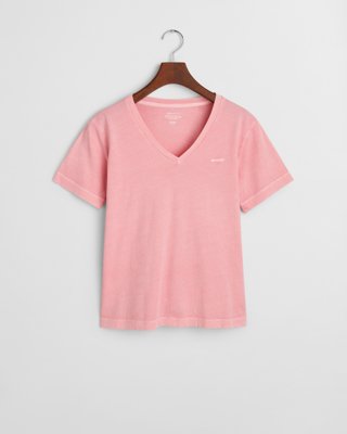GANT - Solbleket t-skjorte med v-hals til dame geranium pink