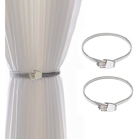 Gardinklämmor för gardiner, 2-pack gardinklämmor, silvergardin