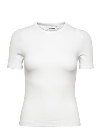 Modal Rib Crew Neck Tee T-shirts & Tops Short-sleeved Hvit Calvin Klein*Betinget Tilbud