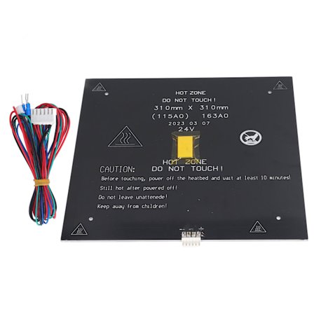 3D-tulostin kuumapeti 2,4Ω 310x310x3mm Nopea lämmitys Alumiininen lämmitetty peti 90 cm kaapelilla