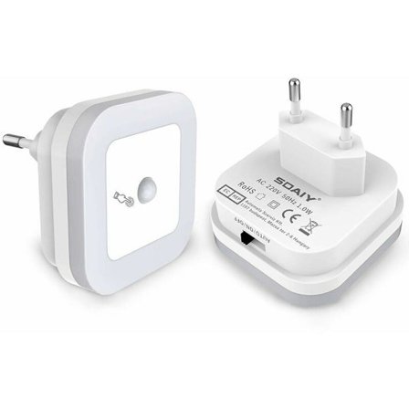 Dimbar Nattlampa med Rörelsesensor, Uggleläge Plug-in Lampa, Tillräckligt Ljusstark för Mörker utan Glödlampor att Byta, Energieffektiv för Hall