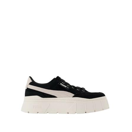 Puma, Mayze Stack Baskets in Black Leather Zwart, Dames, Maat:39 EU,rubber