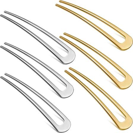 6 stk simple metal U-formede hårnåle Hårpinde Gaffelpinde Fransk hårnål 2 Updo Chignon