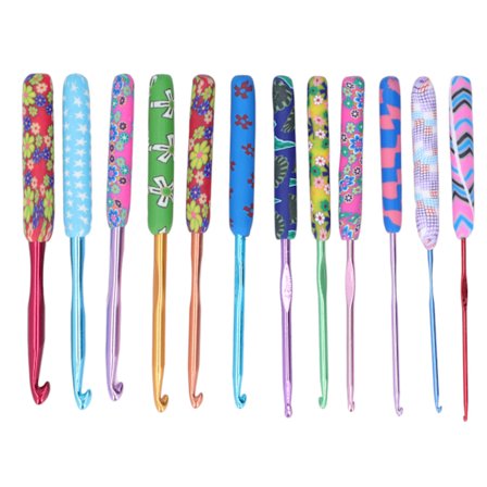 12 stk Heklenålsett Premium Metall Myk Glans Lett Identifikasjon Ergonomisk Design Bred Applikasjon Heklenåler