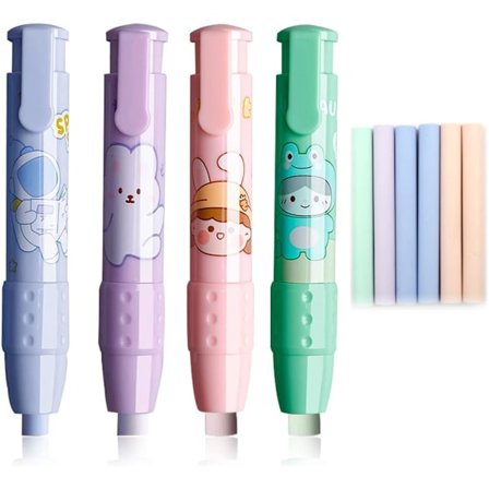 4-pak Retraktabel Viskelæder med 4 Efterfyldningsviskelæder, Sød Pen Sha, ZQKLA