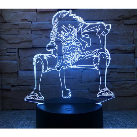 One Piece Anime-serie Berøringsstyrt Fjernkontroll Kreativ 3D Nattelys Sengelampe C USB Berøringsstyrt Fargerik
