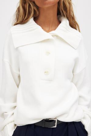 NA-KD Pull en maille avec col - Pulls Oversize - OffBlanc - Large