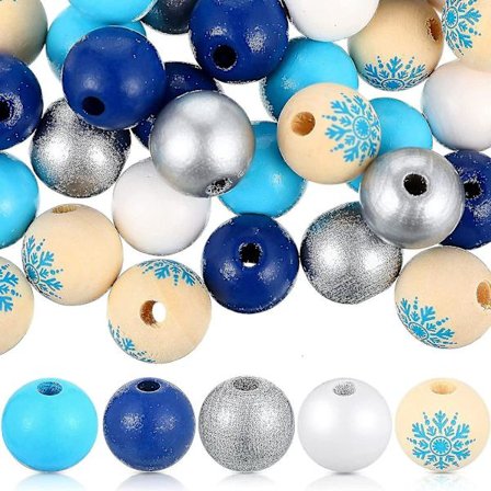 150 stk. Farmhouse træperler juleperler med hampreb til gør-det-selv-håndværk