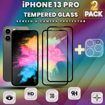 2-pack Iphone 13 Pro - Skärmskydd & 1-pack Linsskydd - 9h Glas