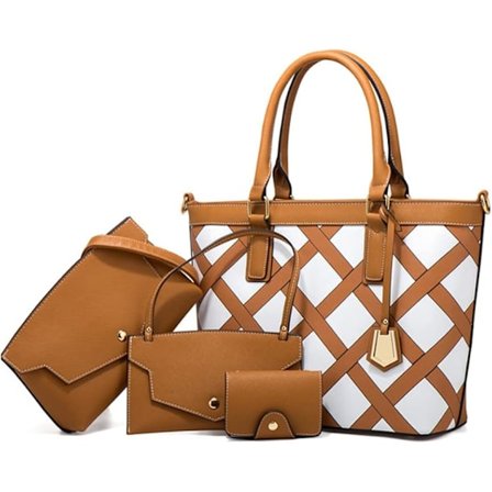 Naisten kangaskassit 4 kpl Olkalaukut Ruutukuvioiset Käsilaukut Lompakot Olkalaukut