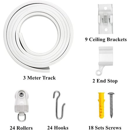 1-delars set 3 meter utdragbar gardinstång, flexibel gardinstång